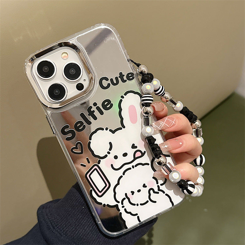 Dinos。 鏡面 iPhone 保護殼三合一加手機鏈