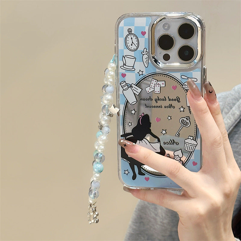 Dinos。 鏡面 iPhone 保護殼三合一加手機鏈