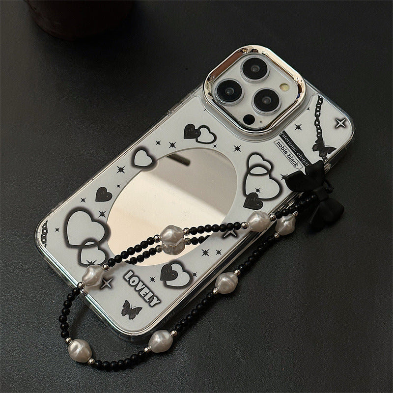 Dinos。 鏡面 iPhone 保護殼三合一加手機鏈
