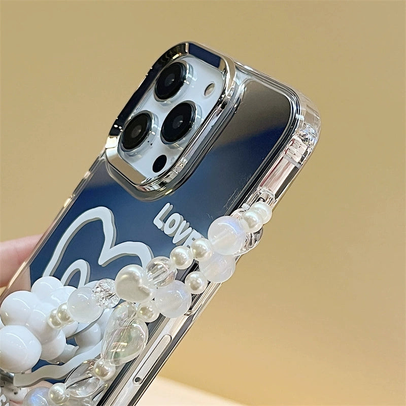 Dinos。ins風iphone手機殼愛心三合一鏡面殼蘋