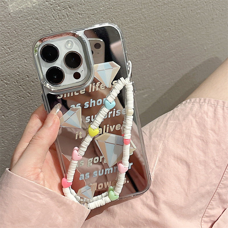 Dinos。 鏡面 iPhone 保護殼三合一加手機鏈