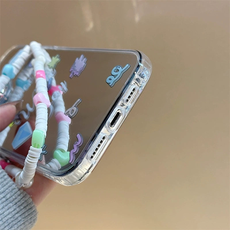 Dinos。 鏡面 iPhone 保護殼三合一加手機鏈