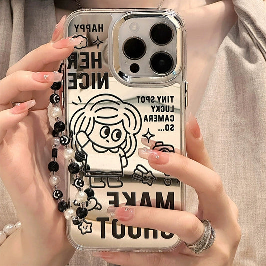 Dinos。iPhone手機殼蘋果三合一鏡面手鍊軟殼