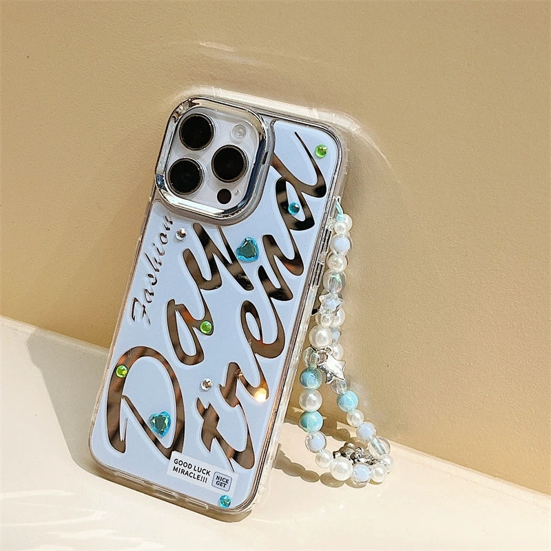 Dinos。 鏡面 iPhone 保護殼三合一加手機鏈