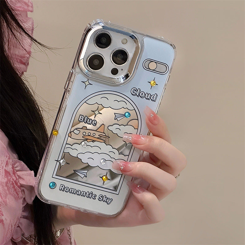 Dinos。 鏡面 iPhone 保護殼三合一加手機鏈