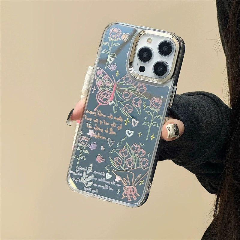 Dinos。iPhone手機殼蘋果三合一鏡面加手鍊