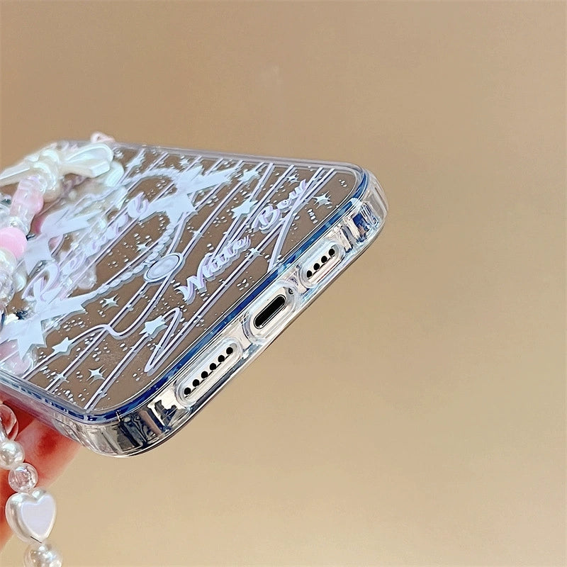 Dinos。 鏡面 iPhone 保護殼三合一加手機鏈