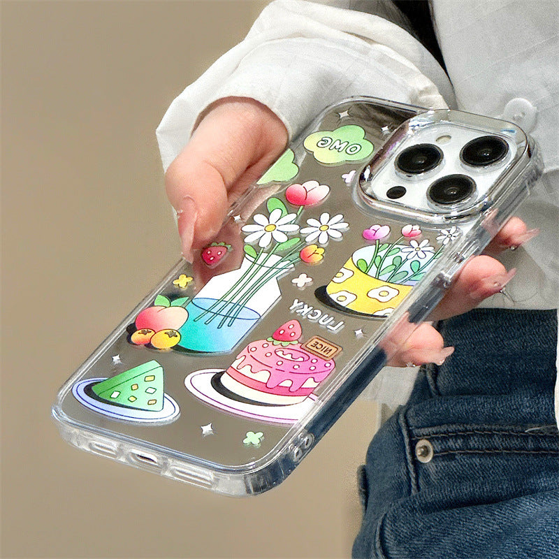 Dinos。 鏡面 iPhone 保護殼三合一加手機鏈