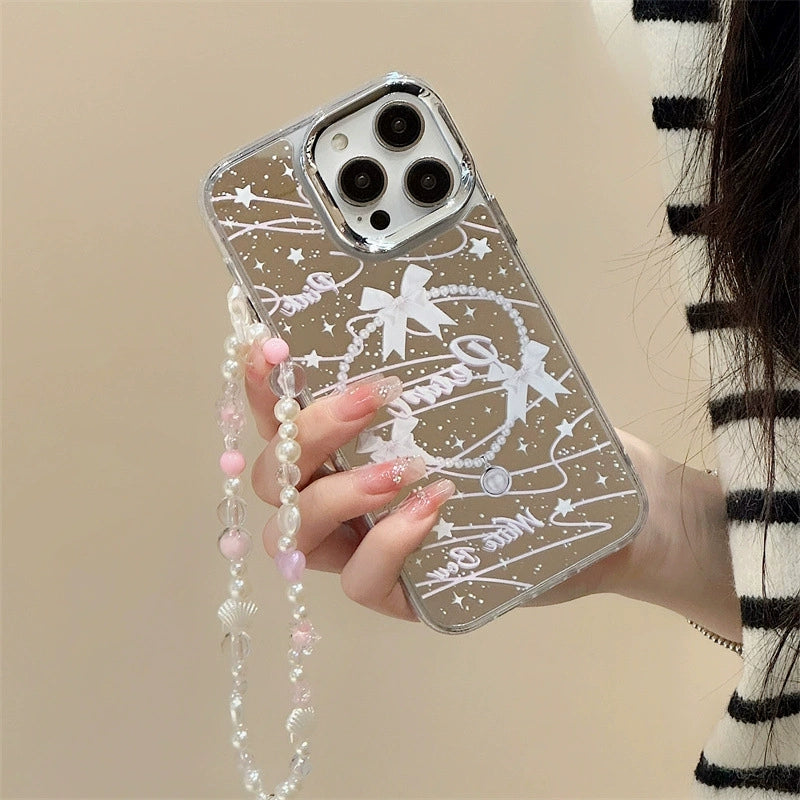 Dinos。 鏡面 iPhone 保護殼三合一加手機鏈