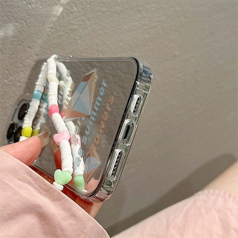 Dinos。 鏡面 iPhone 保護殼三合一加手機鏈