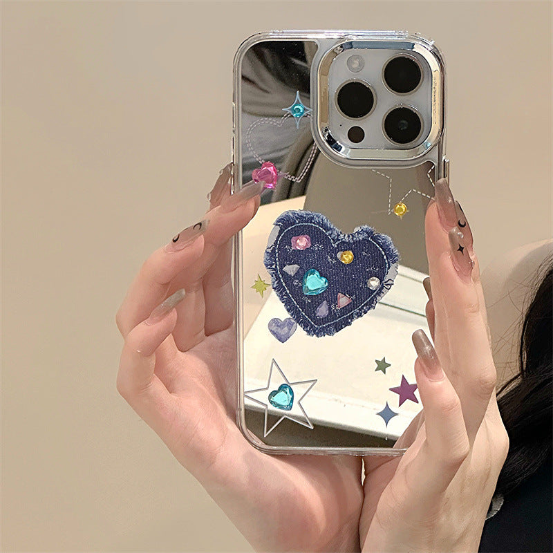 Dinos。愛心iphone手機殼鑽飾三合一鏡面
