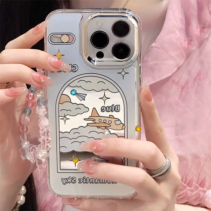 Dinos。 鏡面 iPhone 保護殼三合一加手機鏈
