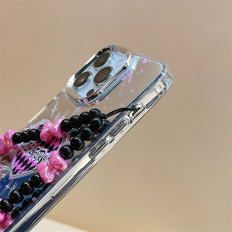 Dinos。 鏡面 iPhone 保護殼三合一加手機鏈
