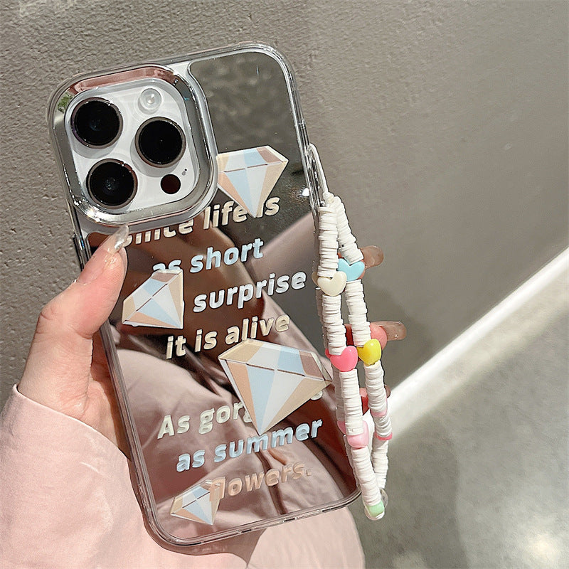 Dinos。 鏡面 iPhone 保護殼三合一加手機鏈