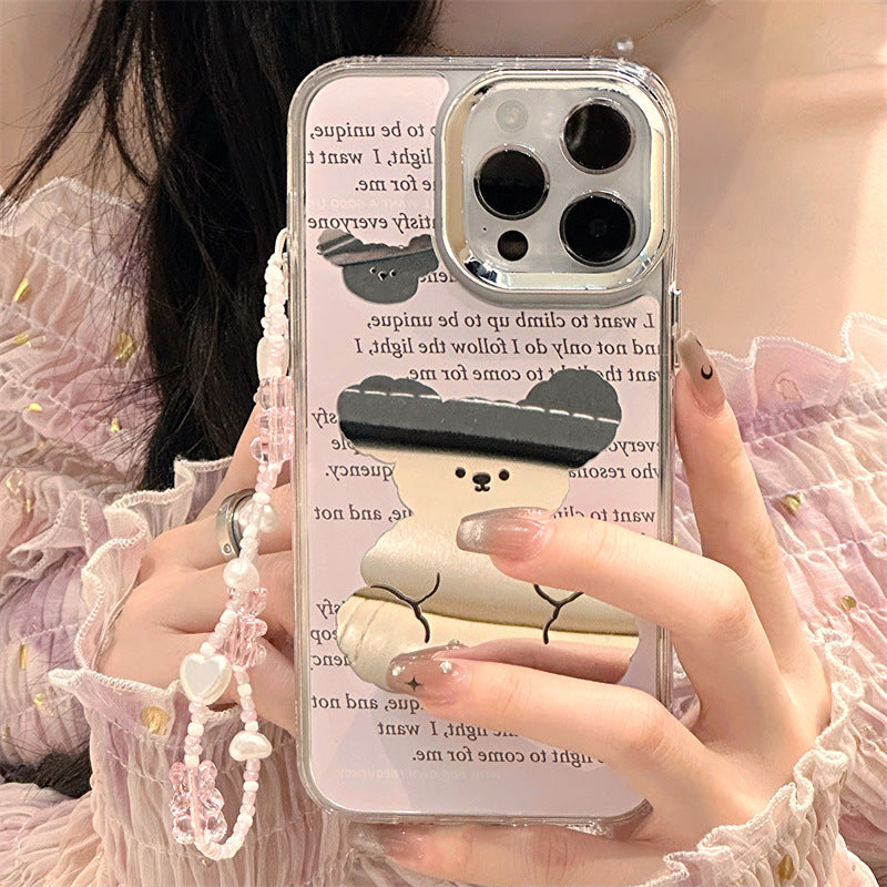 Dinos。 鏡面 iPhone 保護殼三合一加手機鏈