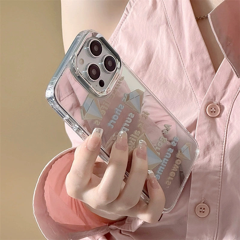 Dinos。 鏡面 iPhone 保護殼三合一加手機鏈