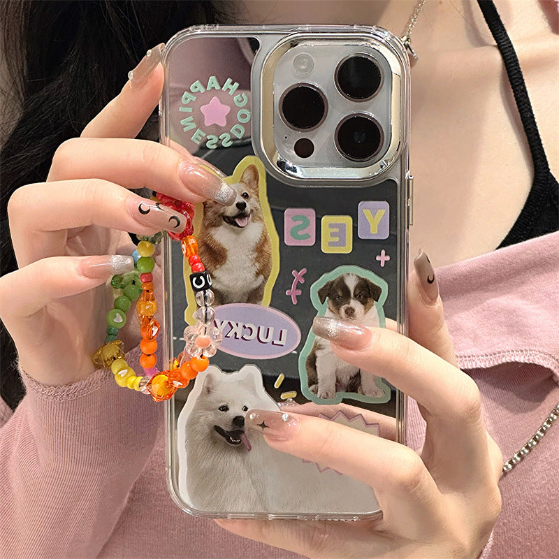 Dinos。 鏡面 iPhone 保護殼三合一加手機鏈