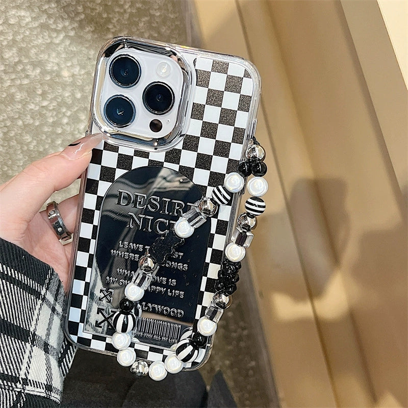 Dinos。 鏡面 iPhone 保護殼三合一加手機鏈