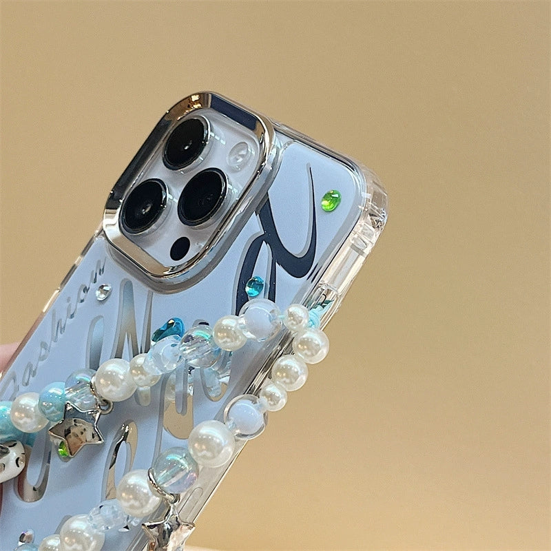 Dinos。 鏡面 iPhone 保護殼三合一加手機鏈