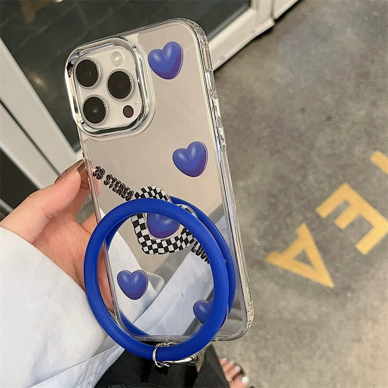 Dinos。 鏡面 iPhone 保護殼三合一加手機鏈