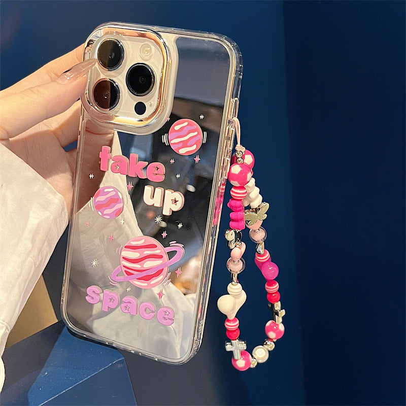 Dinos。 鏡面 iPhone 保護殼三合一加手機鏈