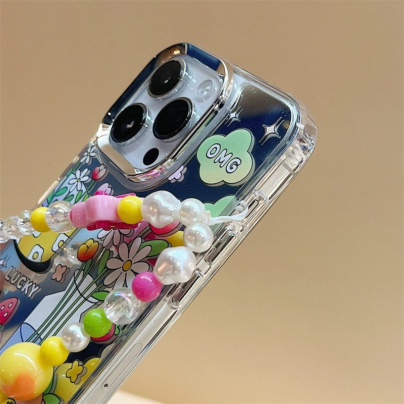 Dinos。 鏡面 iPhone 保護殼三合一加手機鏈