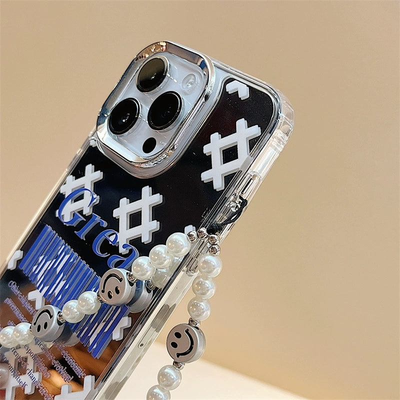 Dinos。 鏡面 iPhone 保護殼三合一加手機鏈