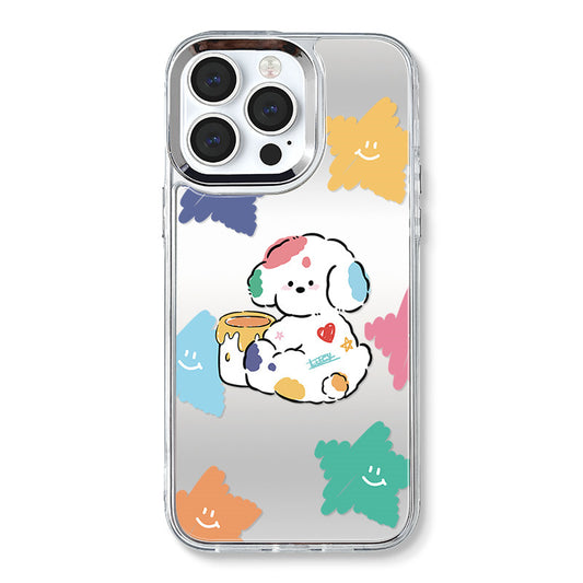 Dinos。iphone卡通硅膠手機殼三合一鏡面加手機鏈