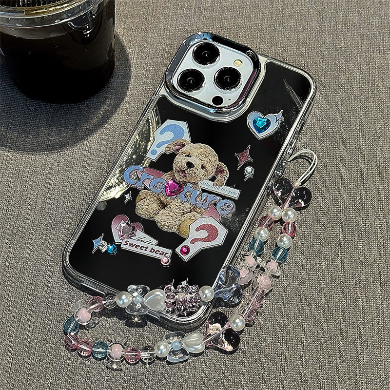 Dinos。 鏡面 iPhone 保護殼三合一加手機鏈
