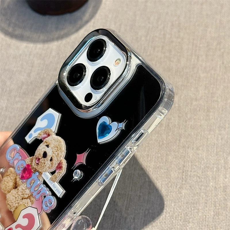 Dinos。 鏡面 iPhone 保護殼三合一加手機鏈
