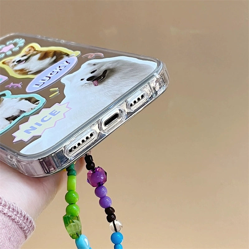 Dinos。 鏡面 iPhone 保護殼三合一加手機鏈