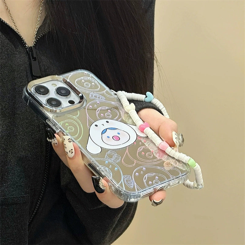 Dinos。 鏡面 iPhone 保護殼三合一加手機鏈