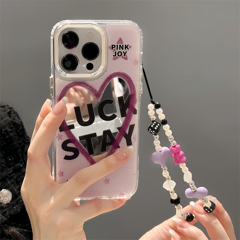 Dinos。 鏡面 iPhone 保護殼三合一加手機鏈