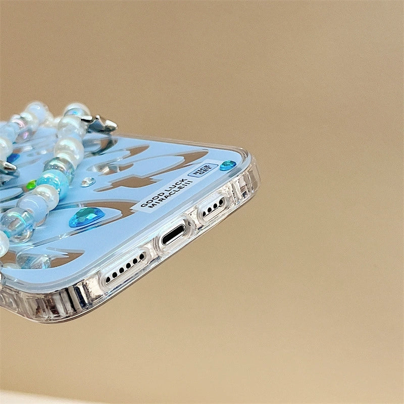Dinos。 鏡面 iPhone 保護殼三合一加手機鏈