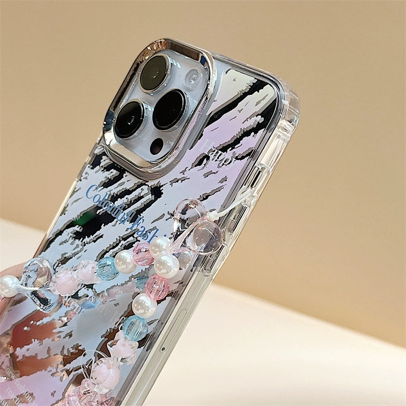 Dinos。 鏡面 iPhone 保護殼三合一加手機鏈
