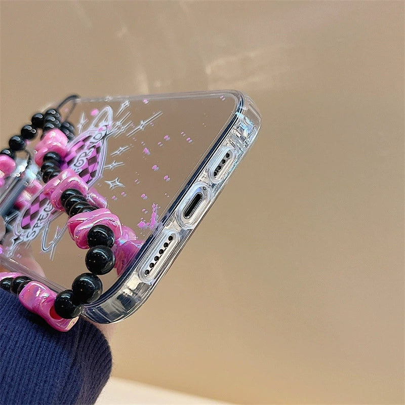 Dinos。 鏡面 iPhone 保護殼三合一加手機鏈