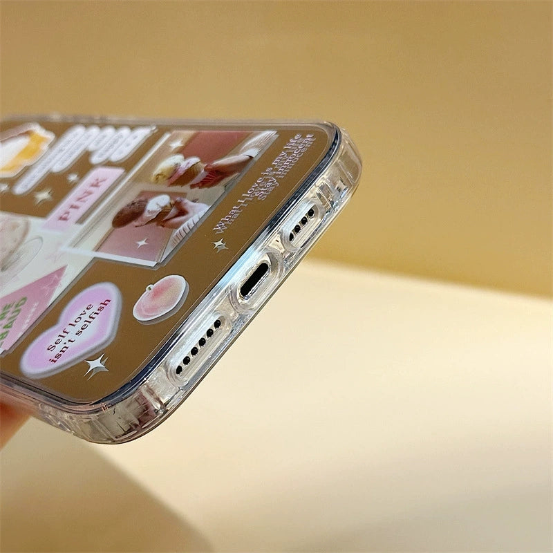 Dinos。 鏡面 iPhone 保護殼三合一加手機鏈