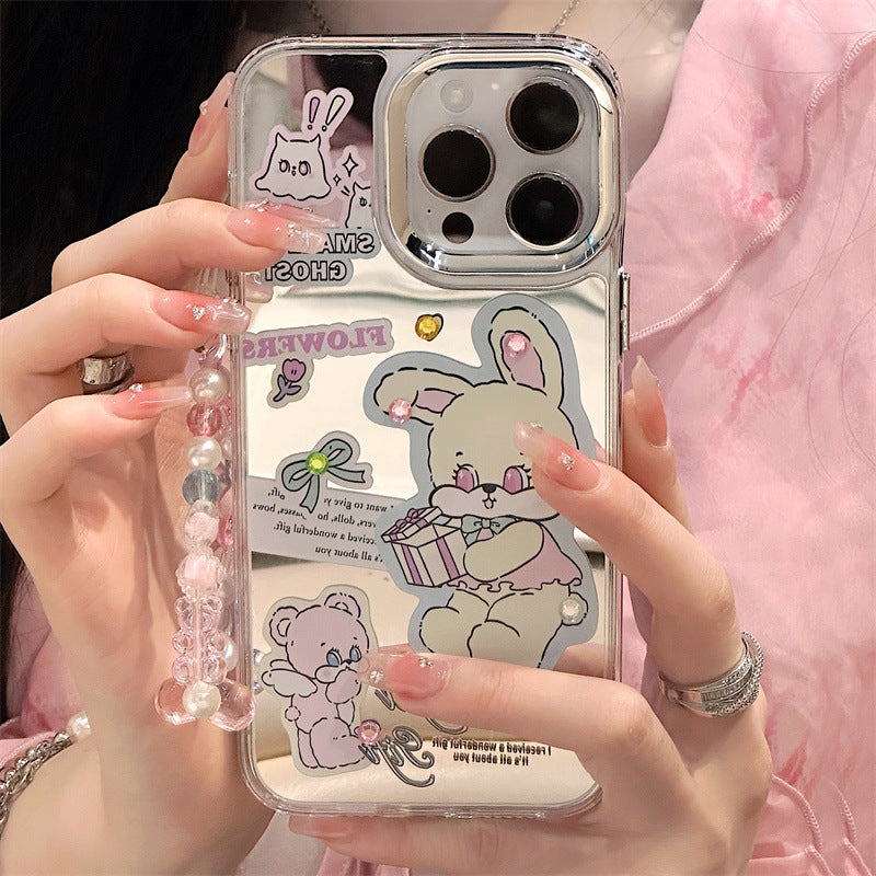 Dinos。 鏡面 iPhone 保護殼三合一加手機鏈