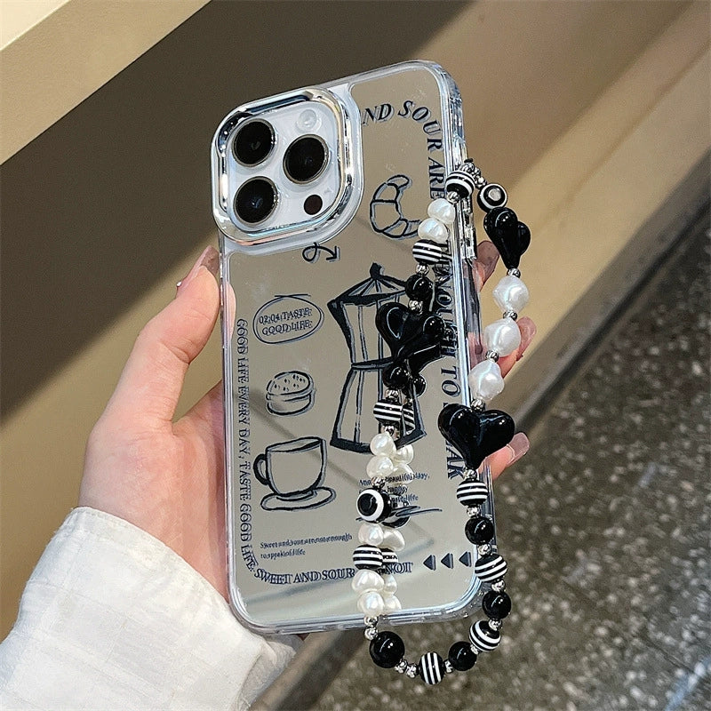 Dinos。 鏡面 iPhone 保護殼三合一加手機鏈