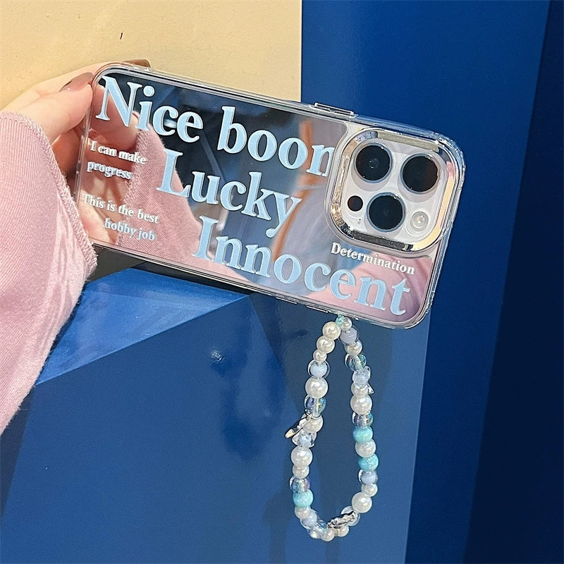 Dinos。 鏡面 iPhone 保護殼三合一加手機鏈