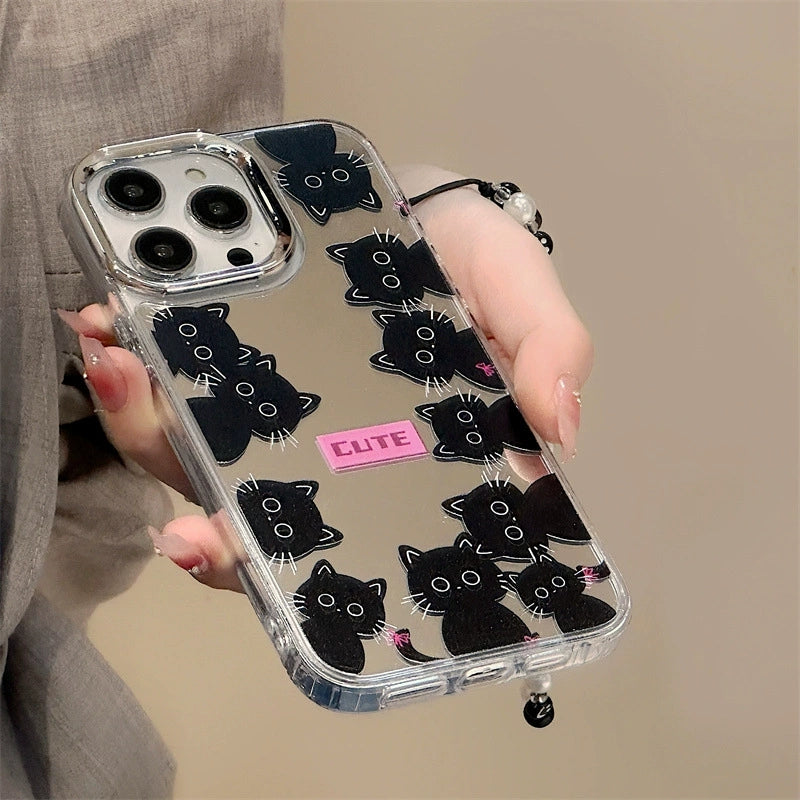 Dinos。iphone卡通手機殼蘋果三合一鏡面加手鍊