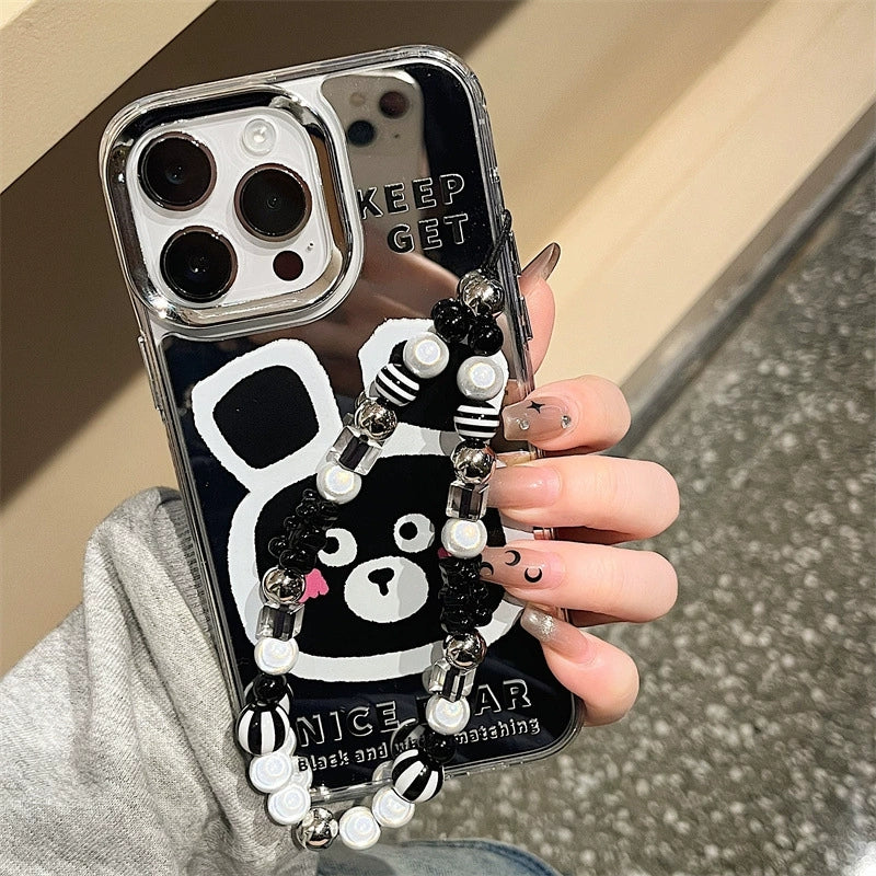 Dinos。 鏡面 iPhone 保護殼三合一加手機鏈