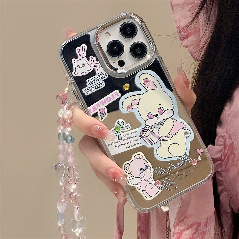 Dinos。 鏡面 iPhone 保護殼三合一加手機鏈