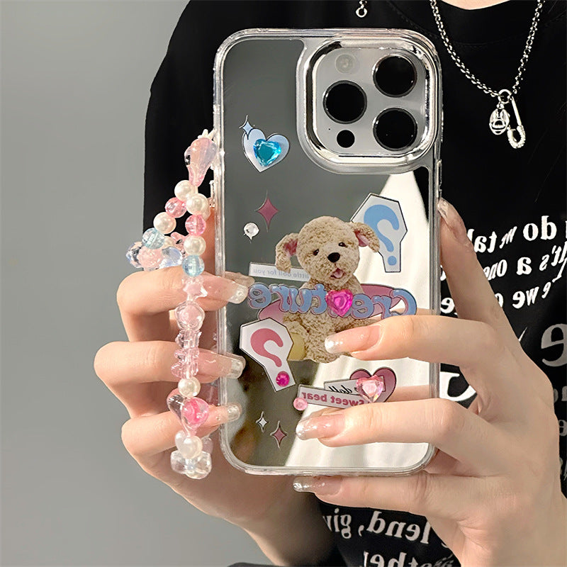 Dinos。 鏡面 iPhone 保護殼三合一加手機鏈