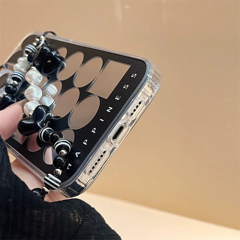Dinos。 鏡面 iPhone 保護殼三合一加手機鏈