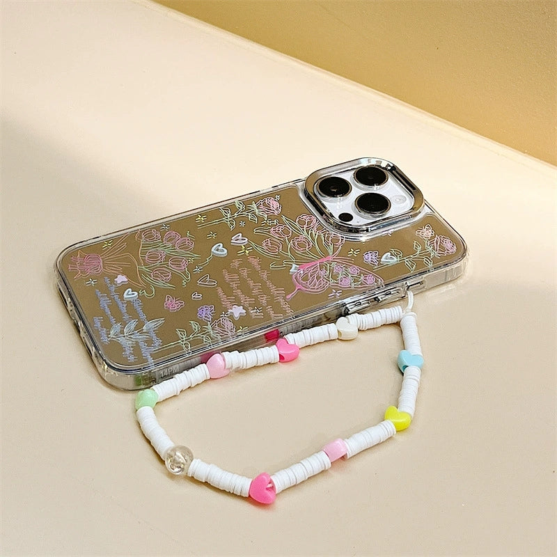 Dinos。iPhone手機殼蘋果三合一鏡面加手鍊