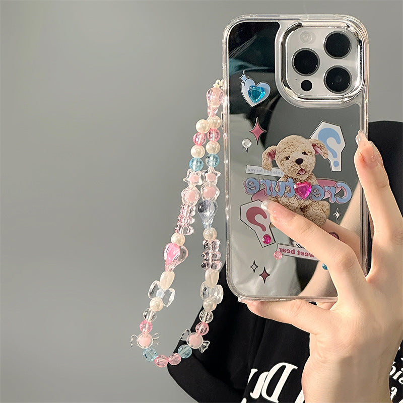 Dinos。 鏡面 iPhone 保護殼三合一加手機鏈