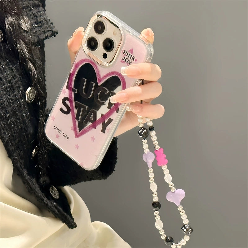 Dinos。 鏡面 iPhone 保護殼三合一加手機鏈