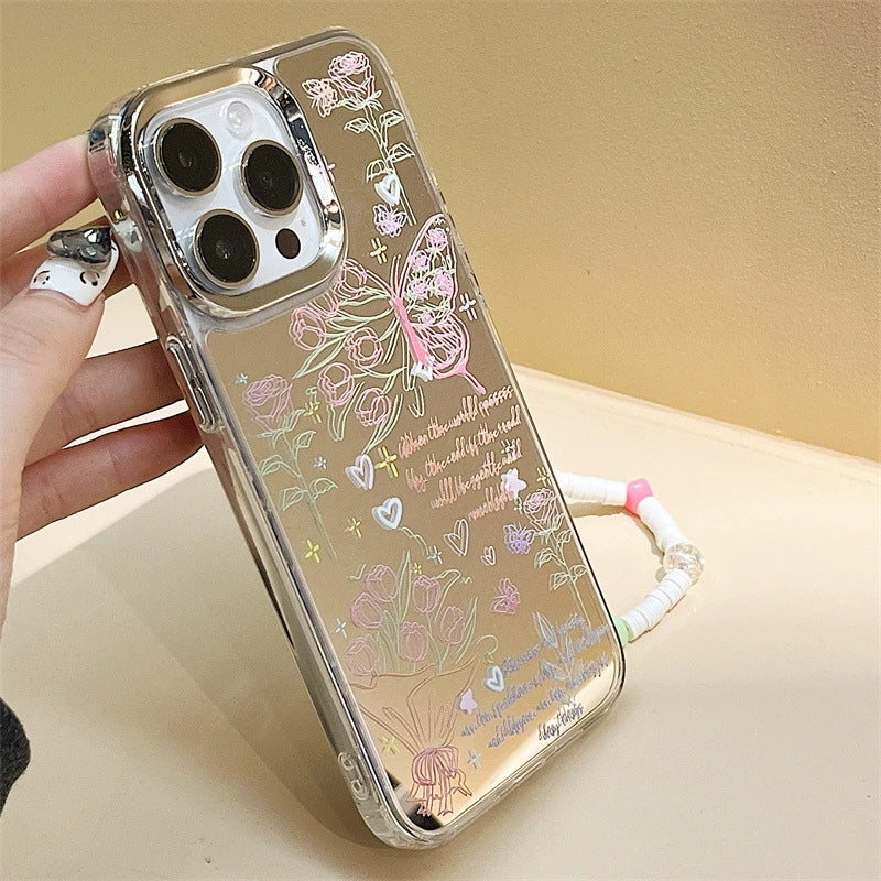 Dinos。iPhone手機殼蘋果三合一鏡面加手鍊