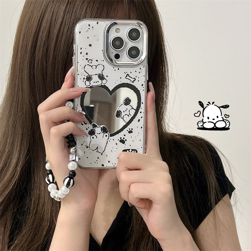 Dinos。 鏡面 iPhone 保護殼三合一加手機鏈